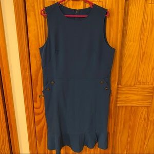 Blue Button Pocket Dress